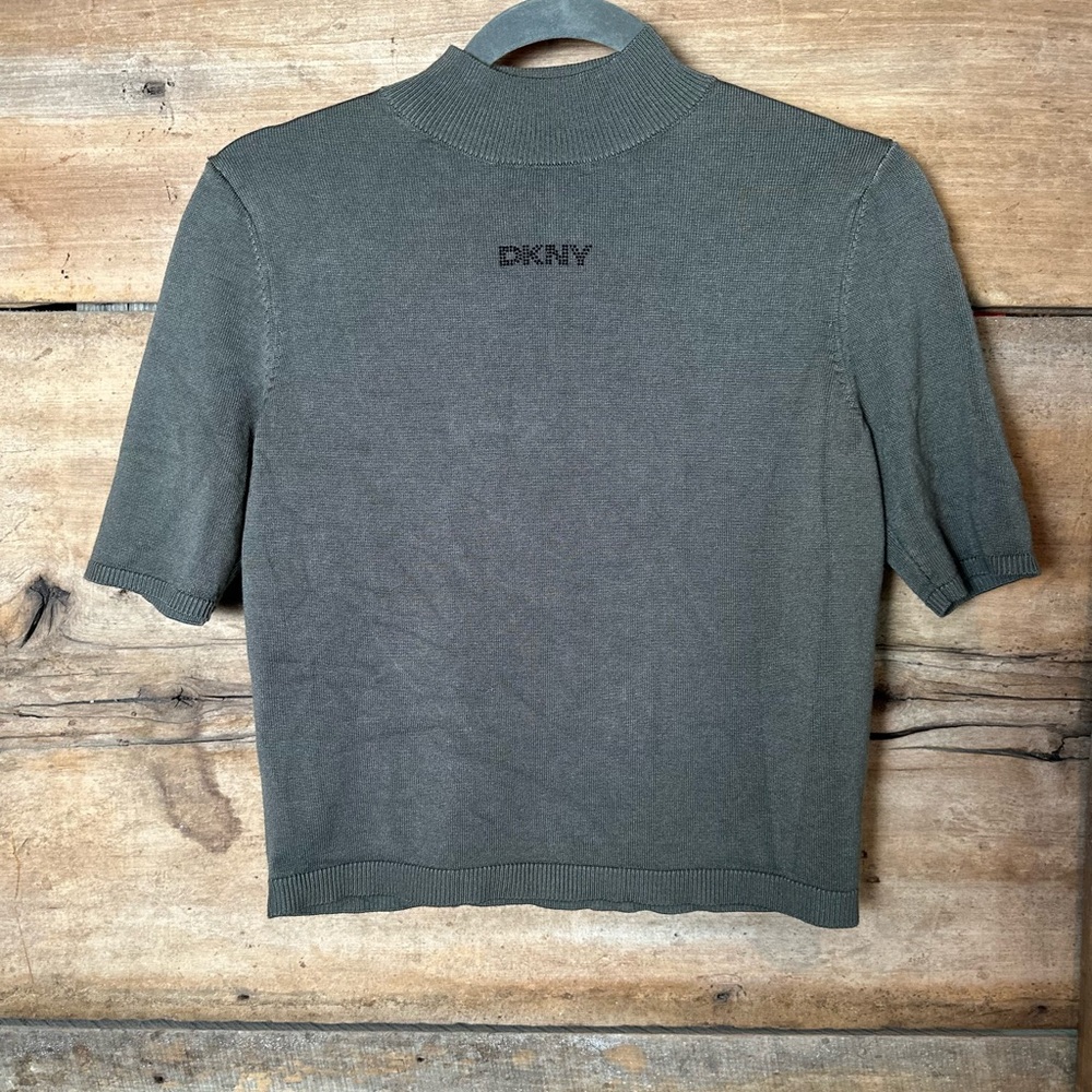 DKNY Olive Green Short Sleeve Blouse